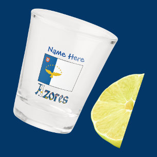 Copo De Shot Personalização Azul da Bandeira Açoriana 
