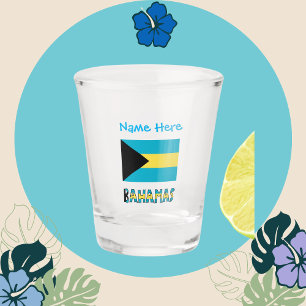 Copo De Shot Personalização Azul da Bandeira das Bahamas e Baha
