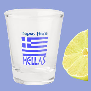 Copo De Shot Personalização da Bandeira Grega Hellas Azul
