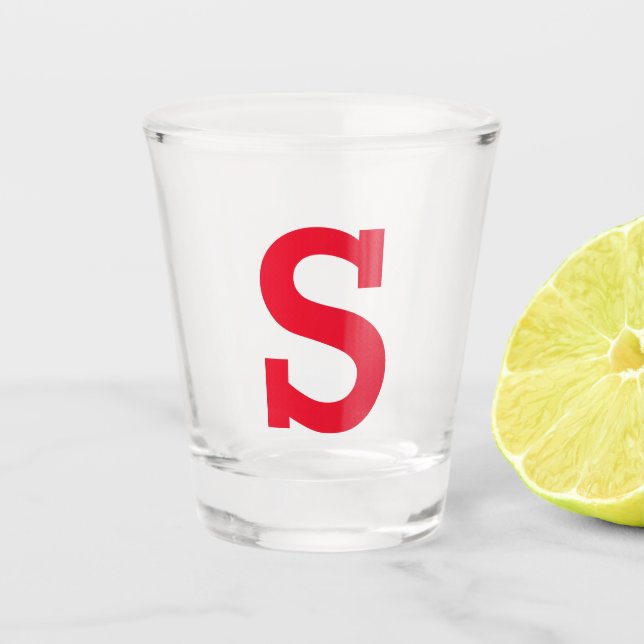 Copo De Shot Personalizado - Letra Inicial Vermelha (Frente)