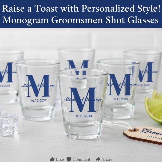 Copo De Shot Personalized Monogram & Name for Groomsmen (Personalized Monogram & Name for Groomsmen Shot Glass)