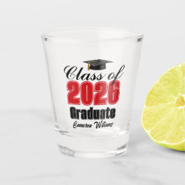 Copo De Shot Personalized Red Class of 2026 Graduation Party
