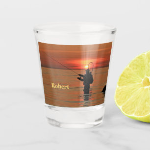 Copo De Shot Pesca De Wade No Sunset Personalizada