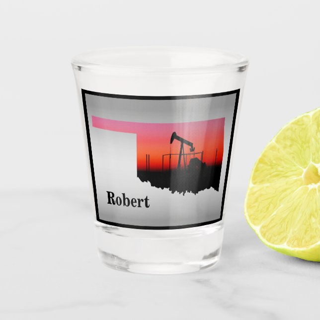 Copo De Shot Petróleo Bem Bombeada Jack Oklahoma Forma Personal (Frente)