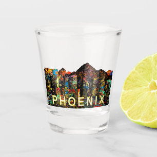 Copo De Shot Phoenix, Arizona no grafite, Vidro quente