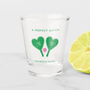Copo De Shot Piclebol de Casamento Verde e Rosa Elegante
