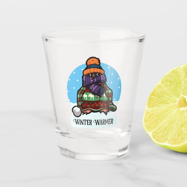 Copo De Shot Pinguim Gelado de inverno mais quente Cartoon de J (Frente)