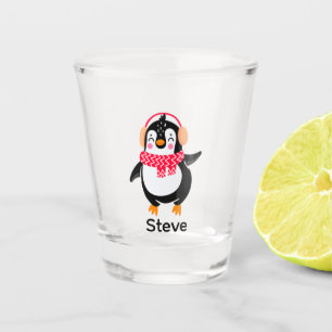 Copo De Shot Pinguim Jolly Natal em Scarf com Malgas