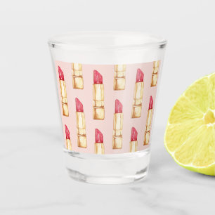 Copo De Shot Pink e Lipstick vermelho modernos de Pastel