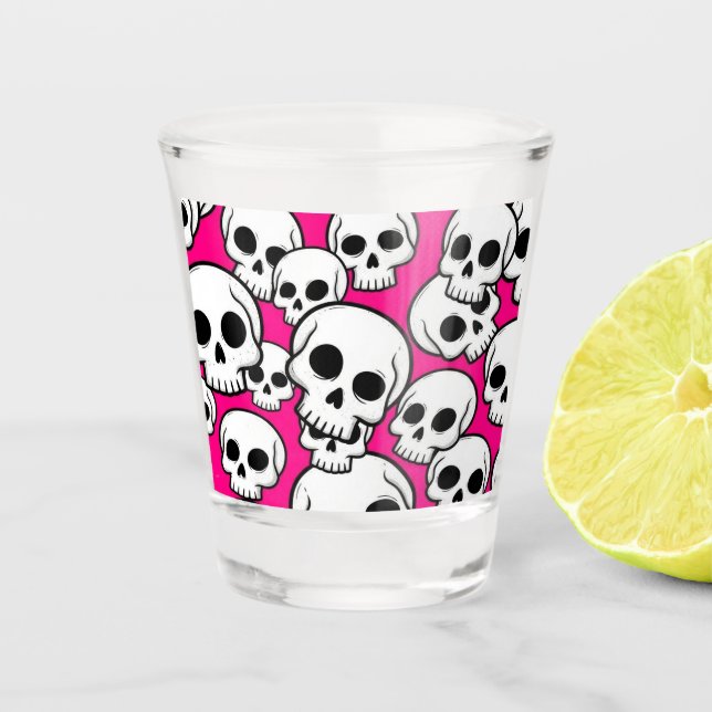 Copo De Shot Pink Skull Pattern Shot glass (Frente)