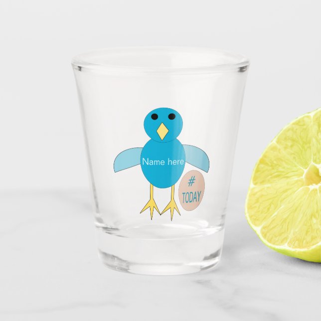 Copo De Shot Pintinho Blue Birthday Boy Personalizado (Frente)