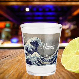 Copo De Shot Pintura japonesa de onda personalizada de Excelent