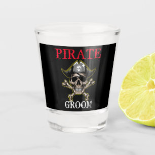 COPO DE SHOT PIRATE SKULL GROOM CROSS BONES PRETO