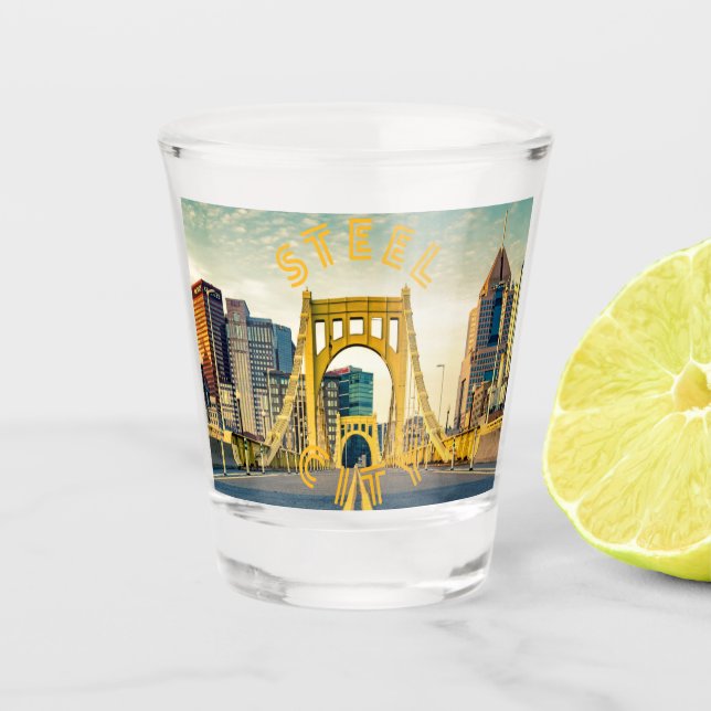 Copo De Shot Pittsburgh Steel City Skyline 412 Pennsylvania Can (Frente)