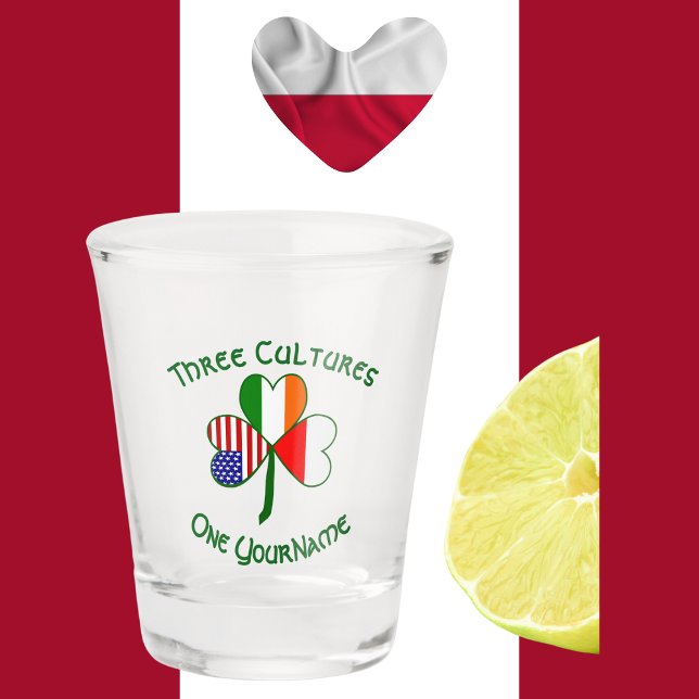 Copo De Shot Polônia Irish American Flags Shamrock Personalizad (Criador carregado)