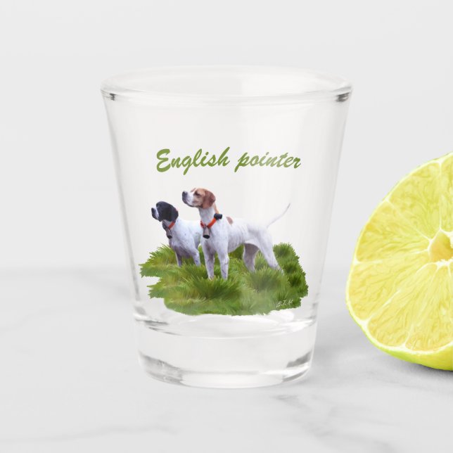 Copo De Shot Ponteiro inglês, caça de pássaros (Frente)