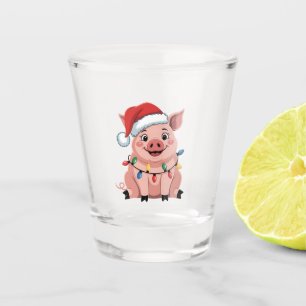 Copo De Shot Porco Papai Noel do Natal Festa de Natal Porcomass