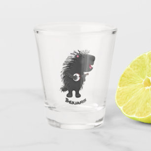 Copo De Shot Porcupine engraçado bonito tocando cartum banjo