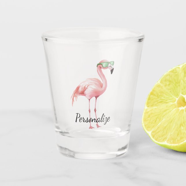 Copo De Shot Praia Flamingo Rosa Verde-Rosa (Frente)