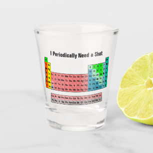 Copo De Shot Preciso Periodicamente de uma Mesa Periódica