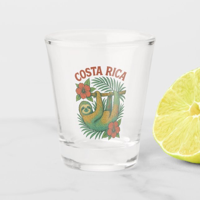 Copo De Shot Preguiça Tropical Colorida da Costa Rica  (Frente)