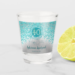 Copo De Shot Presente de aniversário de 40 anos de Glitter Azul