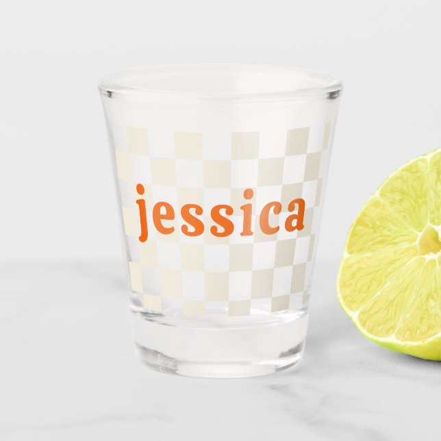 Copo De Shot Presente de aniversário personalizado com xadrez p (Frente)