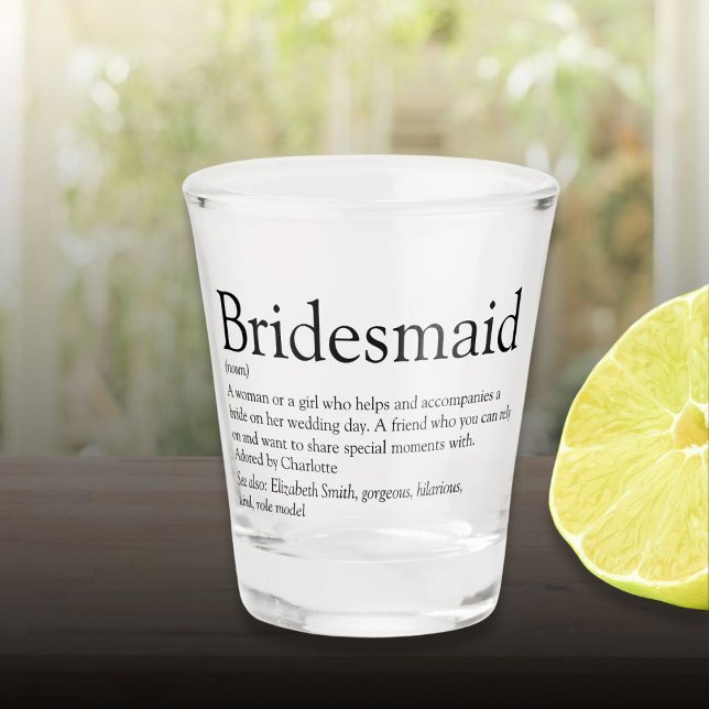 Copo De Shot Presente de Definição Personalizada para Dama de H (Bridesmaid Personalized Definition Favor Shot Glass)