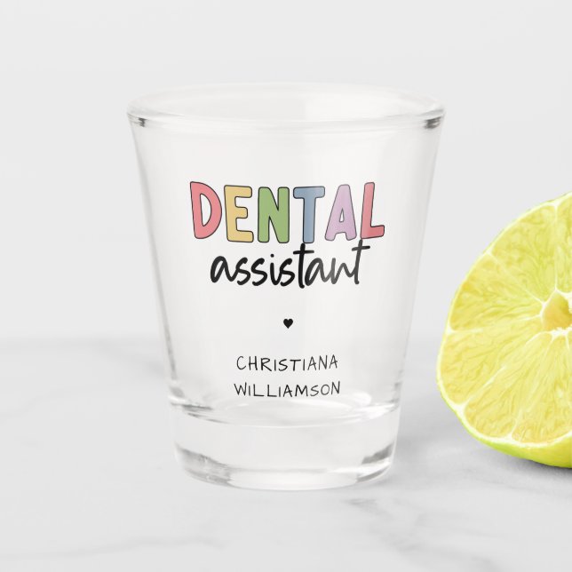 Copo De Shot Presente do Assistente Dental de Nome Personalizad (Frente)