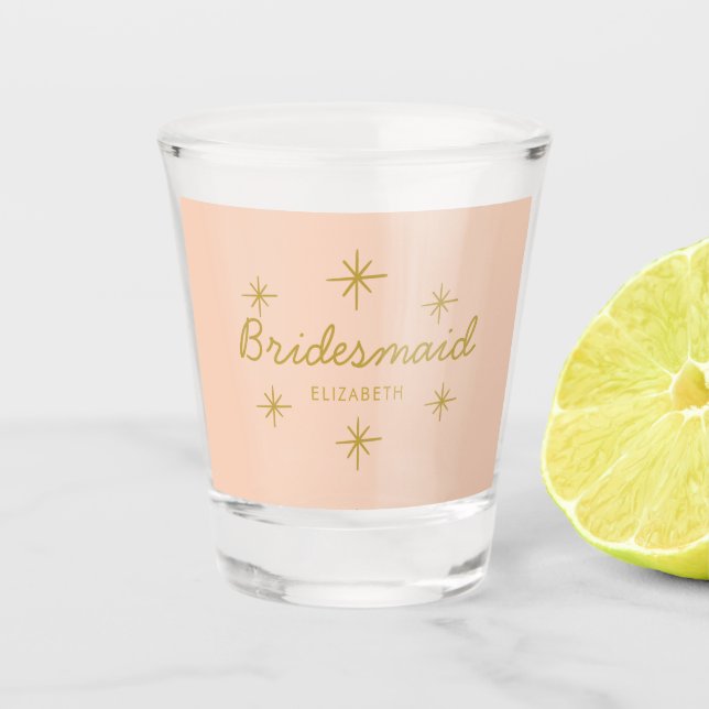 Copo De Shot Presente para madrinha Estrelas Caligrafia Rosa Do (Frente)