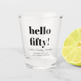 Copo De Shot Preto e Branco Moderno 50º Aniversário Personaliza