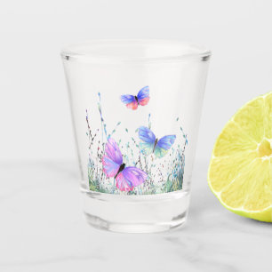 Copo De Shot Primavera Joy Shot Glass Butterflies voando na nat