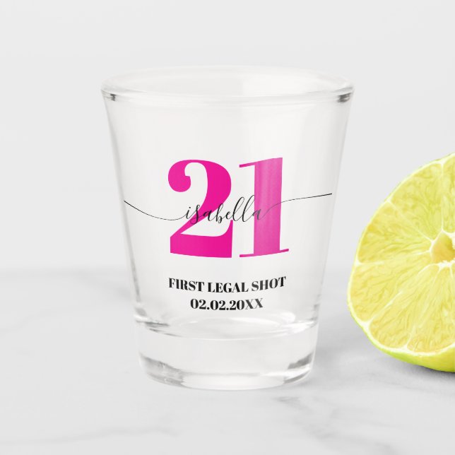 Copo De Shot Primeira Solicitação Legal do aniversário de 21 an (Frente)
