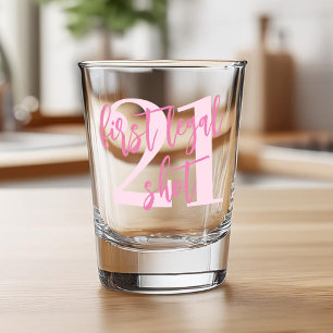 Copo De Shot Primeiro aniversário de 21 anos de Cor-de-Rosa Mod
