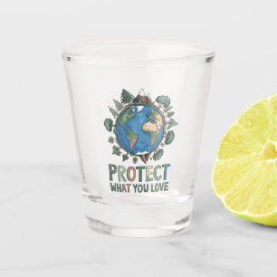 Copo De Shot Proteja o que você ama" Design da Terra ambiental