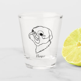 Copo De Shot Pug de Arte de Linha Personalizável