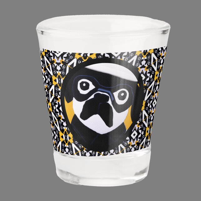 Copo De Shot Pug Dog Men Black Dourado Exclusivamente Fotografi (Criador carregado)