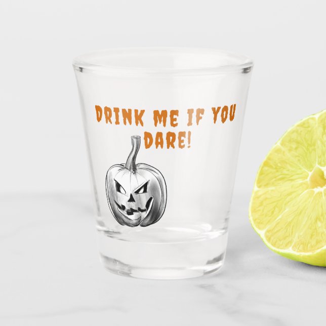 Copo De Shot Pumpkin De Halloween Louco Beba-Me Se Atrever (Frente)