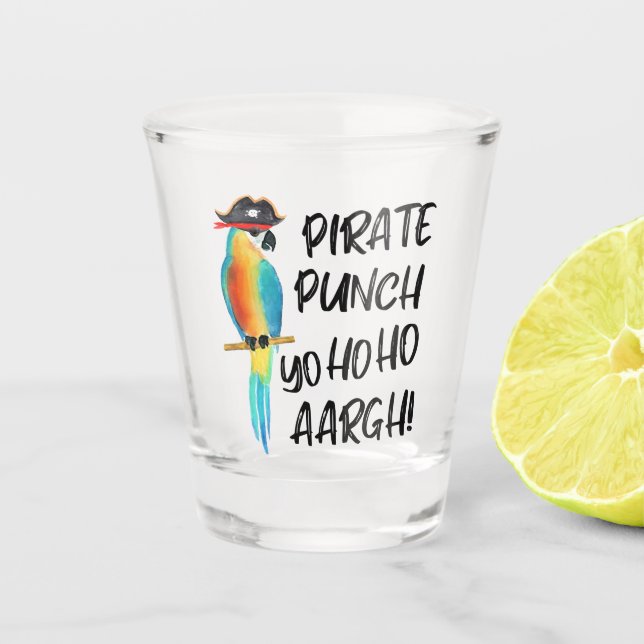 Copo De Shot Punch Divertido do Papagaio Pirata Tropical (Frente)
