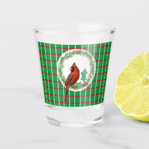 Copo De Shot Quadrados verdes com vidro vermelho e branco