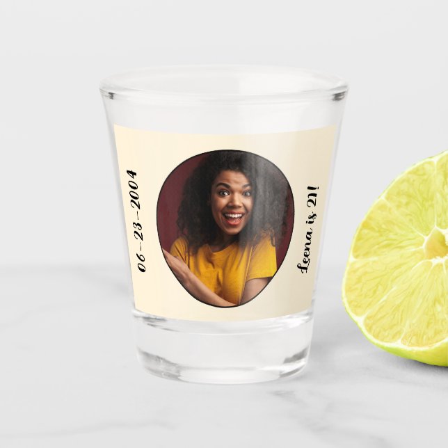 Copo De Shot Quadro de Fotografia aniversário de 21 anos (Frente)