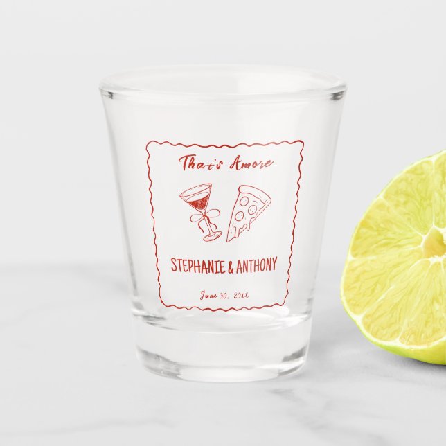 Copo De Shot Quadro Whimsical Vermelho É Um Casamento Mais Ital (Frente)