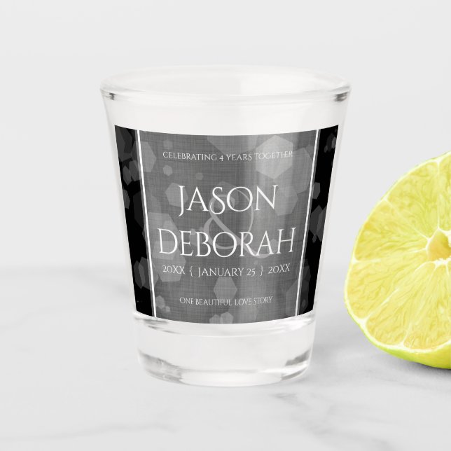 Copo De Shot Quarto aniversário do casamento de Linen (Frente)