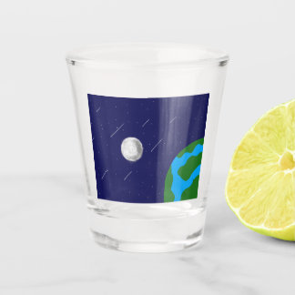 Copo De Shot Quebra-cabeça acrílico do planeta e da lua do espa