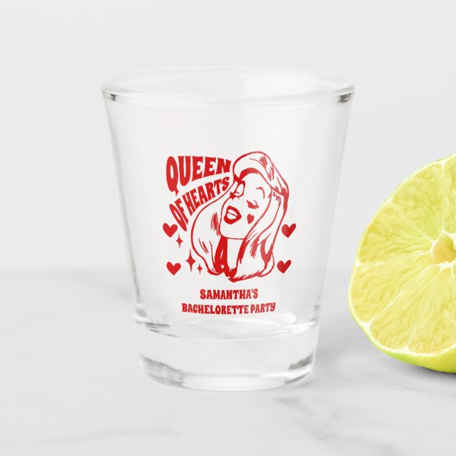 Copo De Shot Queen of Hearts Bachelorette Party Shot Glasses (Frente)