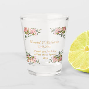 Copo De Shot Quic Modern Pink Favoritos de casamento Floral par