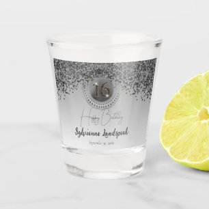 Copo De Shot Quic Silver & Black Glitter 16º presente de aniver
