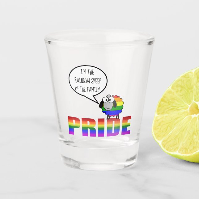 Copo De Shot Rainbow Pride Ovelha com Vidro (Frente)