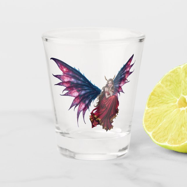 Copo De Shot Rainha das Fadas da Fantasia Sombria com Asas de B (Frente)