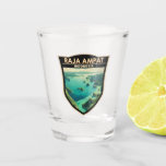 Copo De Shot Raja Ampat Indonesia Viagem Art Vintage<br><div class="desc">Raja Ampat num estilo de arte vetorial. Raja Ampat,  ou "Os Quatro Reis",  é um arquipélago de mais de 1.500 ilhas na província indonésia da Papua Ocidental.</div>